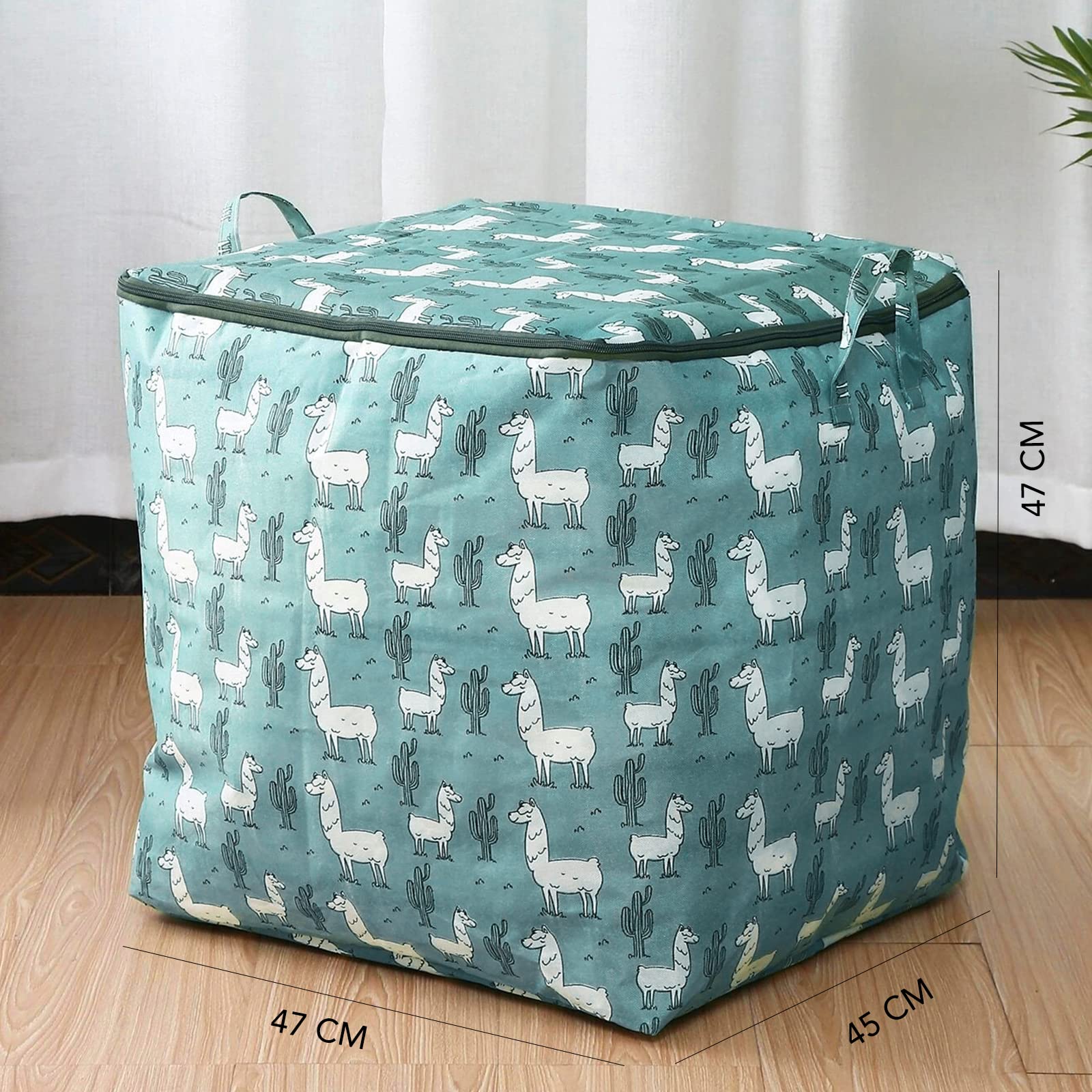 Wolpin Large Size Quilt Storage Bag Underbed With Zip Closure & Handle | Moisture-Proof, Foldable, Waterproof | Clothes Blankets